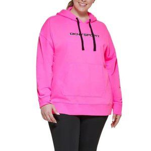 NWT DKNY SPORT PLUS FRENCH TERRY LOGO HOODIE - 2X pink